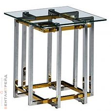 CS-1039-1 Стол Журнальный стеклянный прозрачный 60*60*60см, основание нерж. сталь хром                     GOLD/PLATINA
