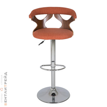 Стул барный JY-1993 WALNUT/ORANGE (1012-9) ткань на газлифте