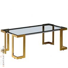 CS-1080 Стол Журнальный стеклянный прозрачный 120*60*45,5см, основание нерж. сталь хром                     GOLD/PLATINA