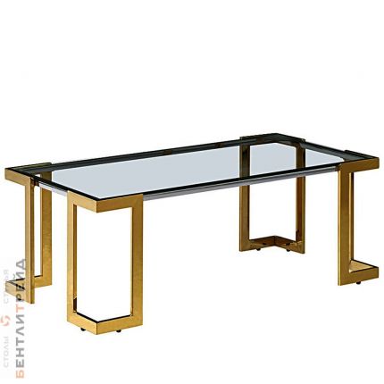 CS-1080 Стол Журнальный стеклянный прозрачный 120*60*45,5см, основание нерж. сталь хром                     GOLD/PLATINA 