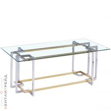 CS-1039 Стол Журнальный стеклянный прозрачный 120*60*45см, основание нерж. сталь GOLD/PLATINA