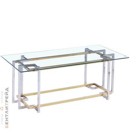 CS-1039 Стол Журнальный стеклянный прозрачный 120*60*45см, основание нерж. сталь GOLD/PLATINA 