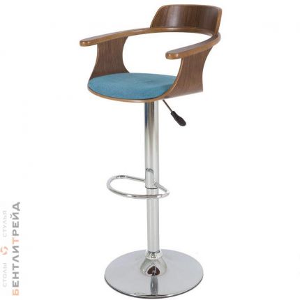 Стул барный JY-1881 Walnut/Blue(LH72-20) на газлифте