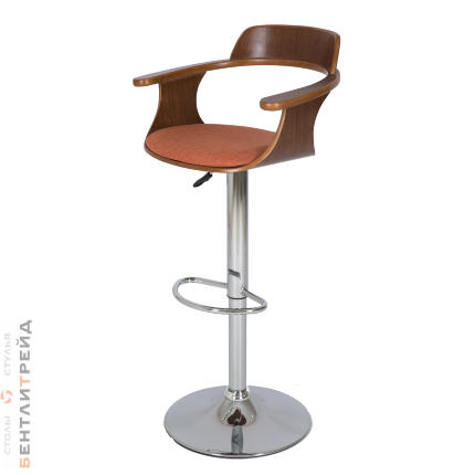 Стул барный JY-1881 WALNUT/ORANGE (1012-9) на газлифте