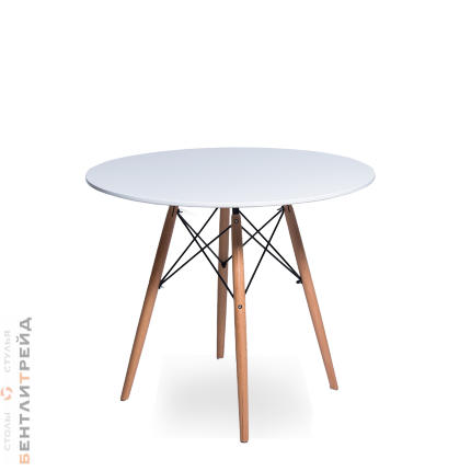 Стол Eames 4BT Белый Деревянный круглый диа. 100 - деревянный обеденный стол для кухни и гостиной.