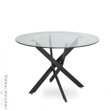 Стол дизайнерский Нарро 120 Прозрачный (Глянцевый) на Черных Ножках - стеклянный стол для дома: гостиной и кухни в интернет-магазине Бентли Трейд.