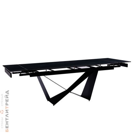 DT558 Стол раскладной AustriIia sand black, 180-240/90*76, керамич. столеш, основ. металл черный - стол с керамической столешницей для гостиной и кухни.