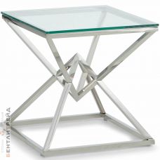 CS-1000-2 Стол Журнальный стеклянный прозрачный 55*55*55см, основание нерж. сталь хром